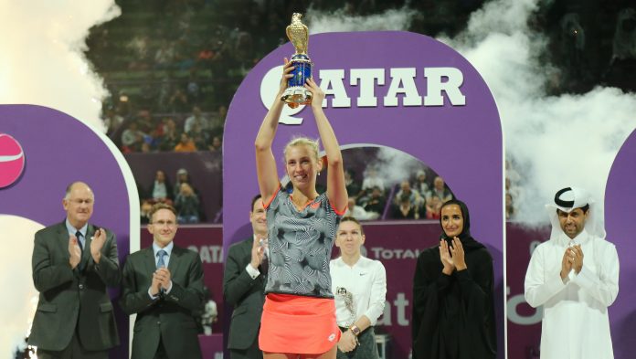 Belga Elise Mertens é pela primeira vez campeã do Qatar Total Open 2019. Foto: Foto: QTF / Samer Al-Rejjal Belga Elise Mertens é pela primeira vez campeã do Qatar Total Open 2019. Foto: Foto: QTF / Samer Al-Rejjal